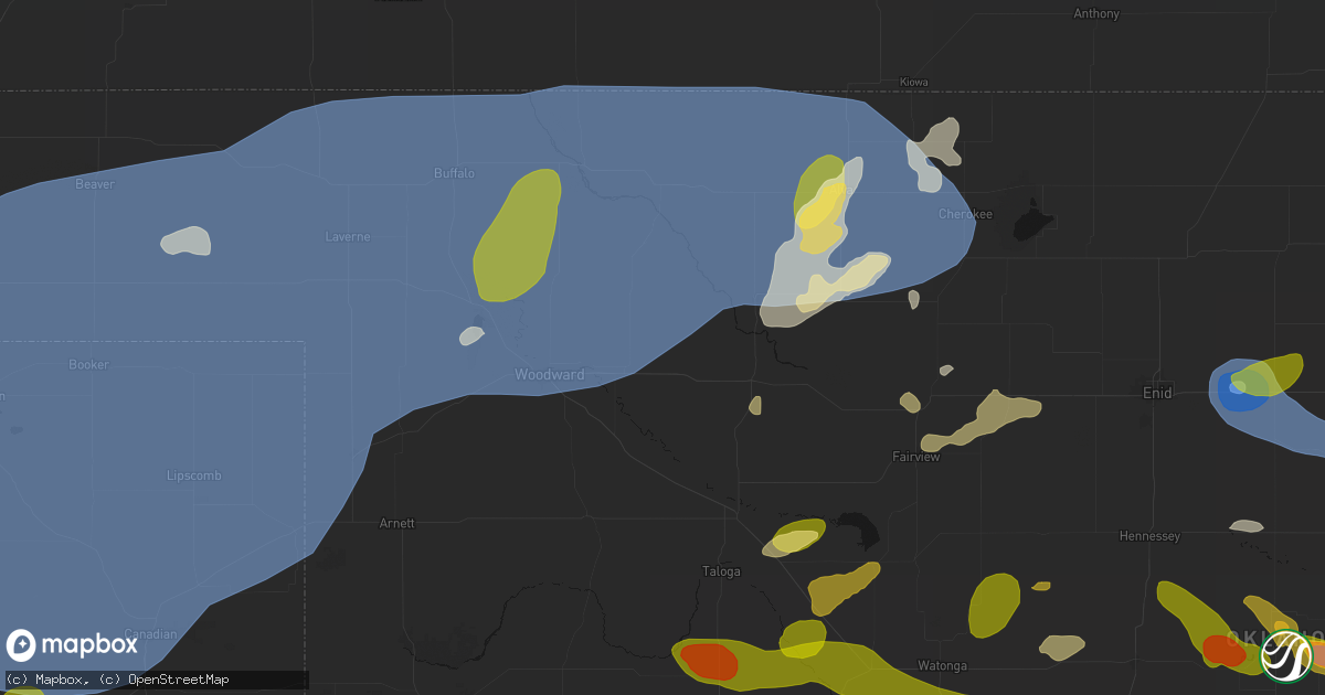 Hail map in Mooreland, OK on June 26, 2026
