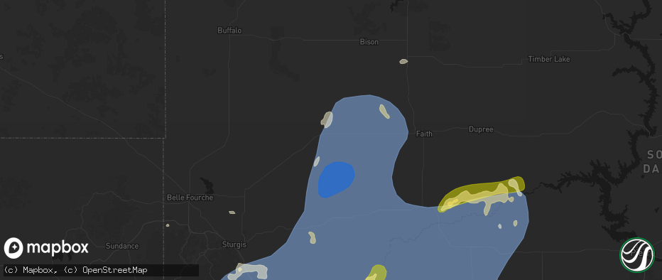 Hail map in Mud Butte, SD on June 26, 2026