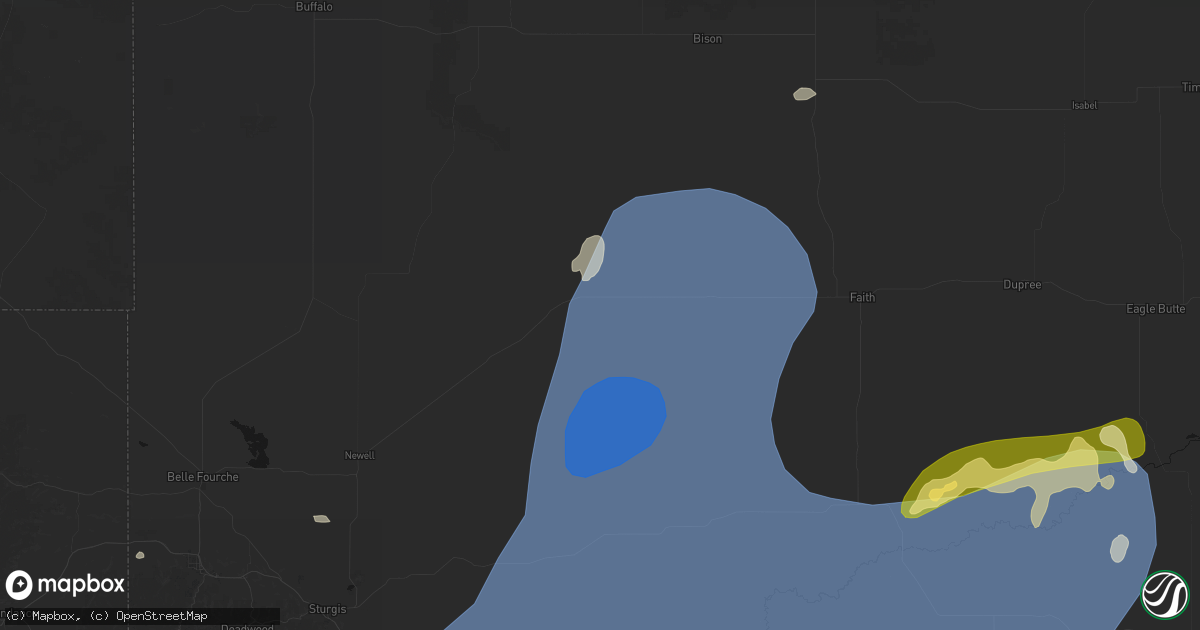Hail map in Mud Butte, SD on June 26, 2026
