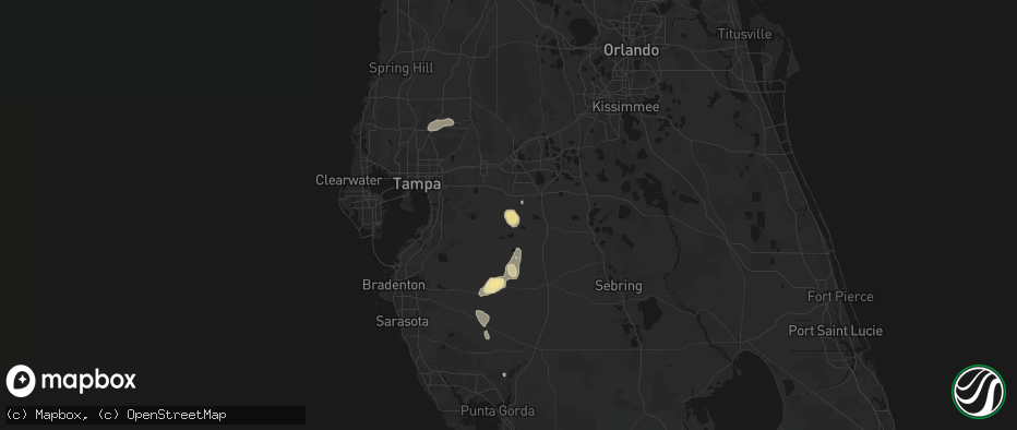 Hail map in Mulberry, FL on June 26, 2026
