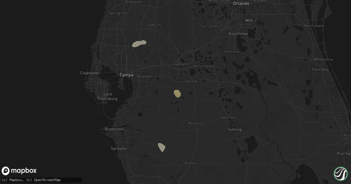 Hail map in Mulberry, FL on June 26, 2026