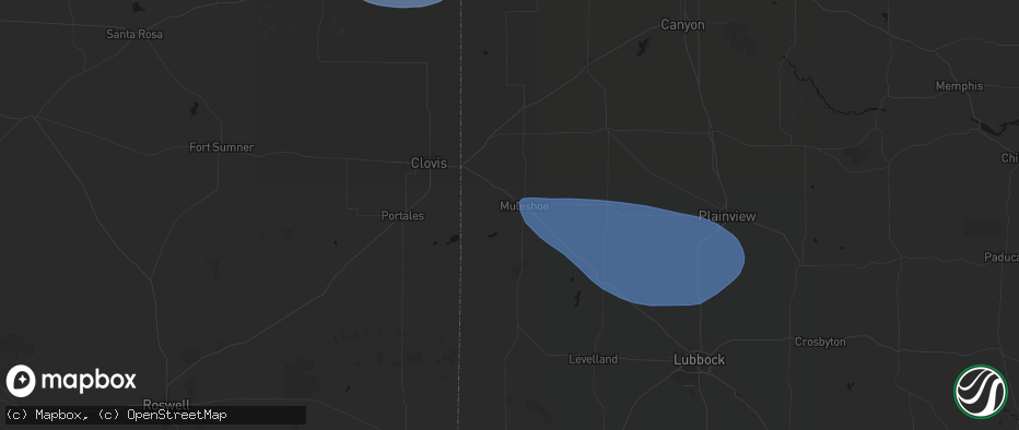 Hail map in Muleshoe, TX on June 26, 2026