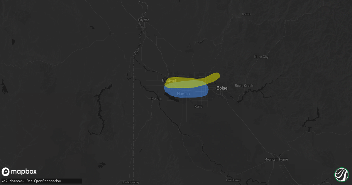 Hail map in Nampa, ID on June 26, 2026