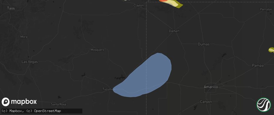 Hail map in Nara Visa, NM on June 26, 2026