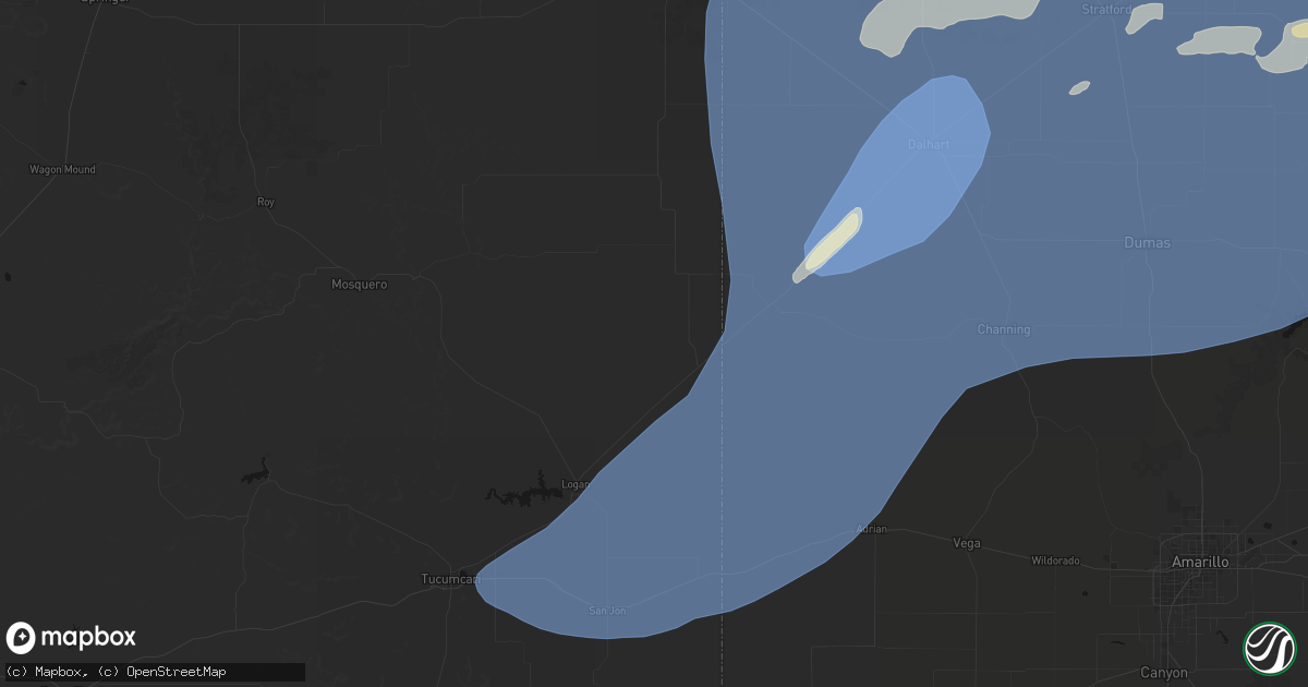 Hail map in Nara Visa, NM on June 26, 2026