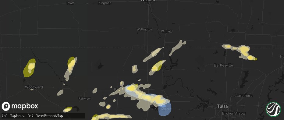 Hail map in Nardin, OK on June 26, 2026