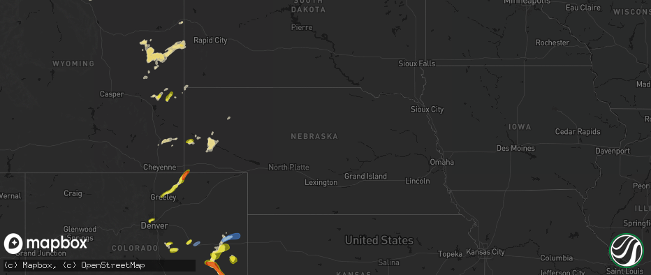 Hail map in Nebraska on June 26, 2026