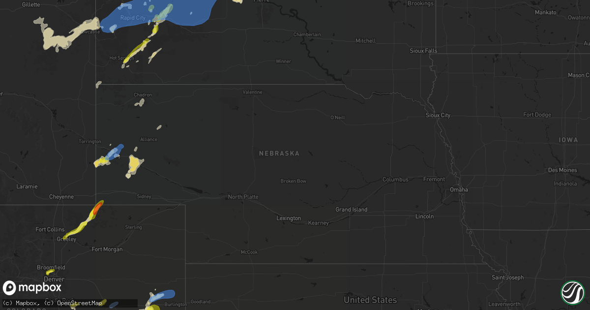 Hail map in Nebraska on June 26, 2026