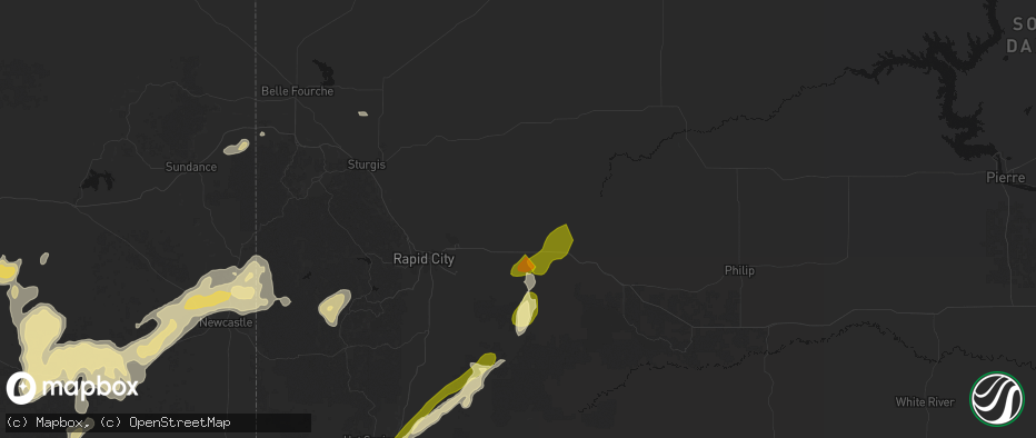Hail map in New Underwood, SD on June 26, 2026