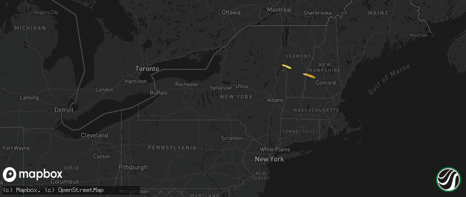 Hail map in New York on June 26, 2026