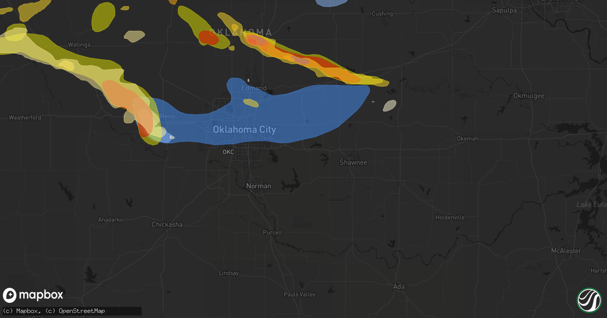 Hail map in Newalla, OK on June 26, 2026