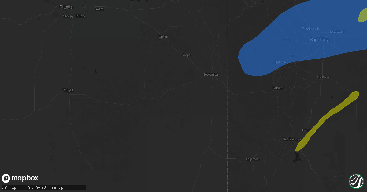 Hail map in Newcastle, WY on June 26, 2026
