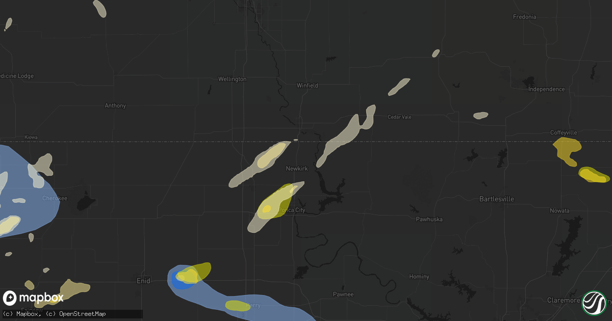 Hail map in Newkirk, OK on June 26, 2026