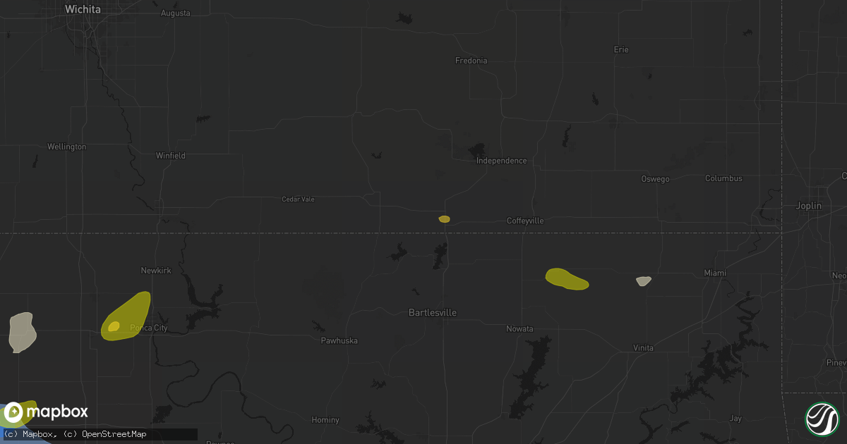 Hail map in Niotaze, KS on June 26, 2026