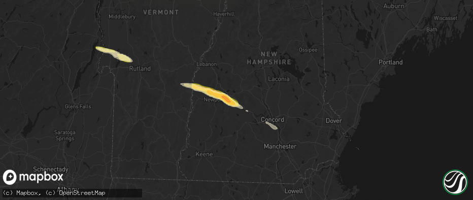 Hail map in North Sutton, NH on June 26, 2026