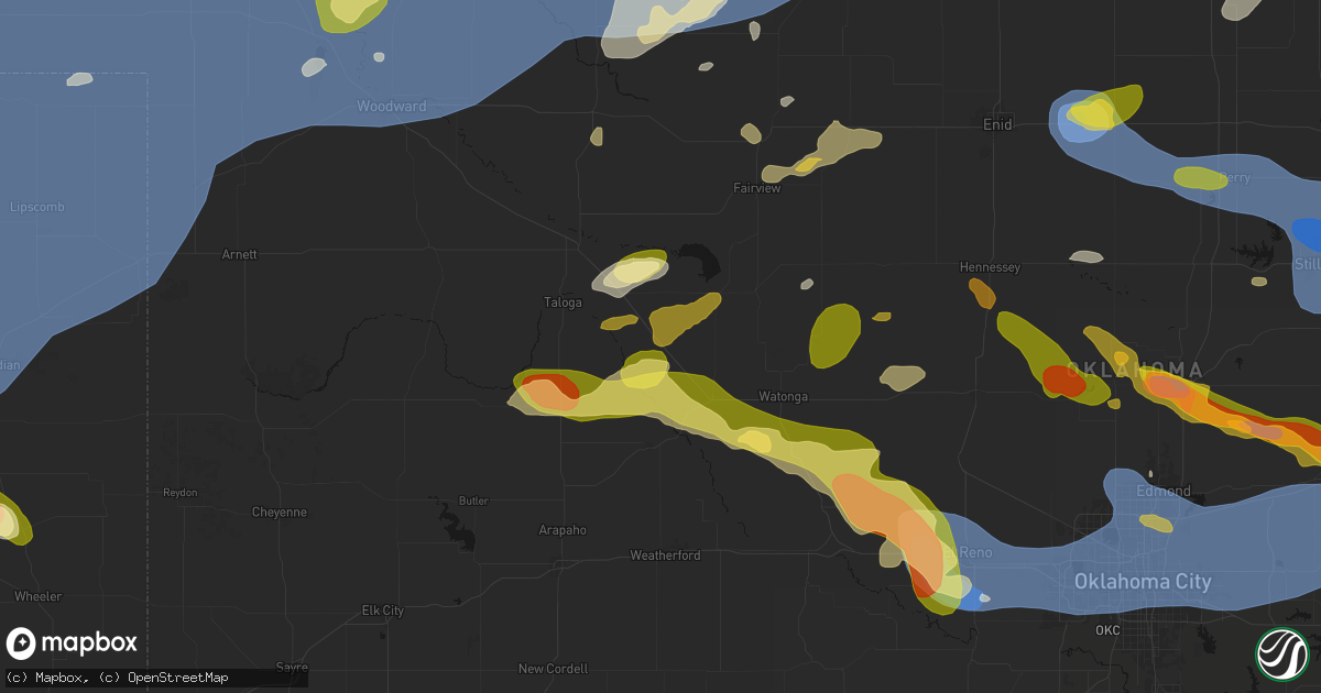 Hail map in Oakwood, OK on June 26, 2026