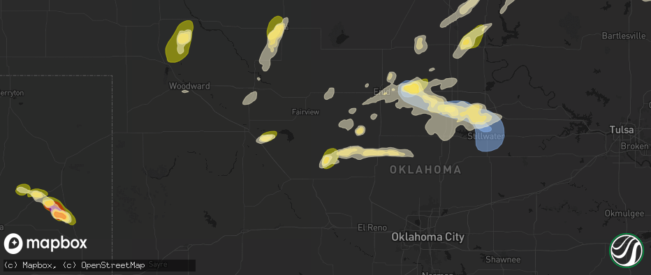 Hail map in Okeene, OK on June 26, 2026