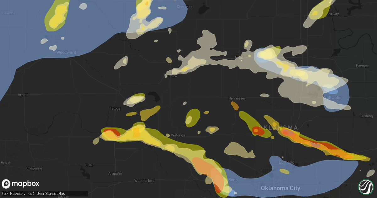Hail map in Okeene, OK on June 26, 2026