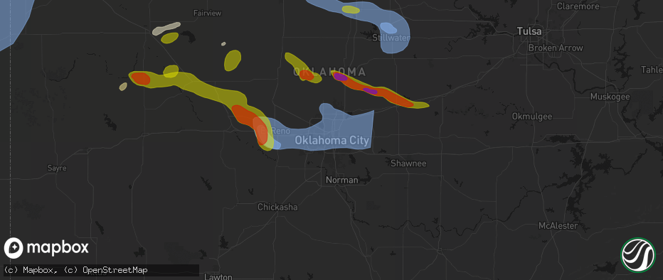 Hail map in Oklahoma City, OK on June 26, 2026