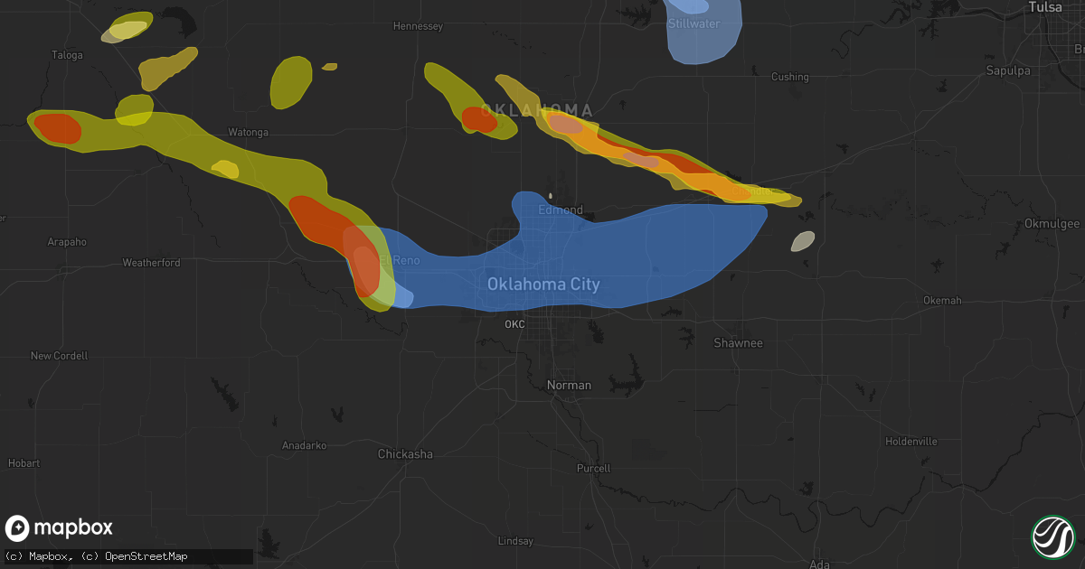 Hail map in Oklahoma City, OK on June 26, 2026