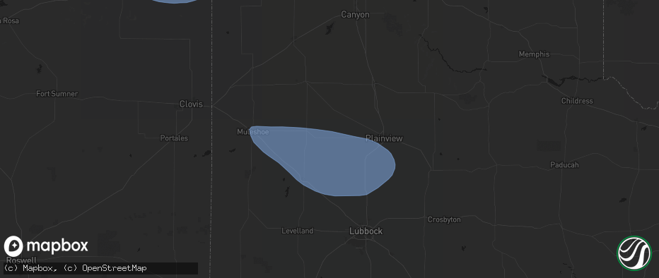 Hail map in Olton, TX on June 26, 2026