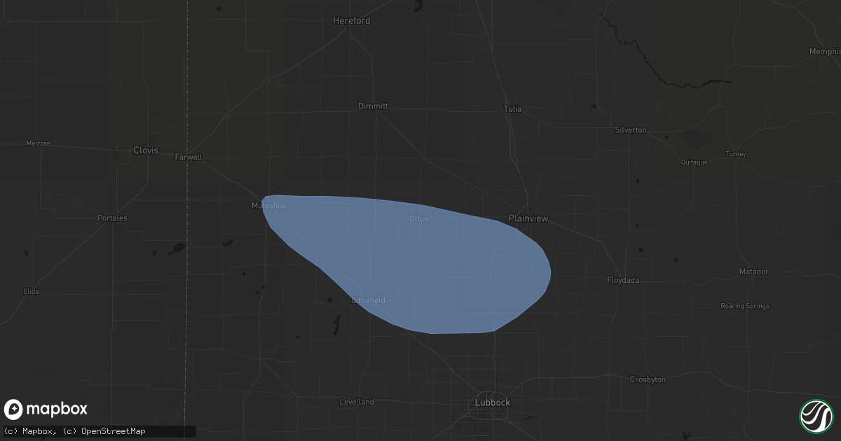 Hail map in Olton, TX on June 26, 2026