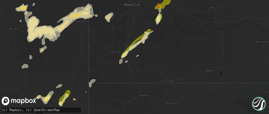 Hail map in Oral, SD on June 26, 2026
