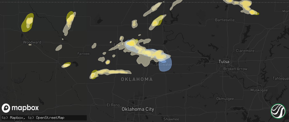 Hail map in Orlando, OK on June 26, 2026