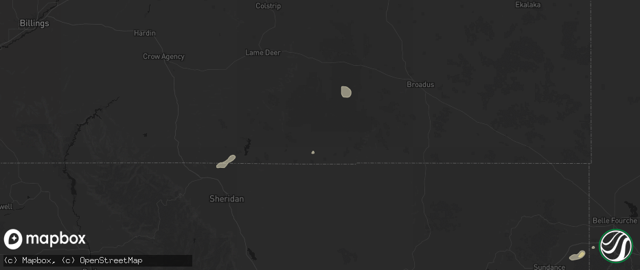 Hail map in Otter, MT on June 26, 2026