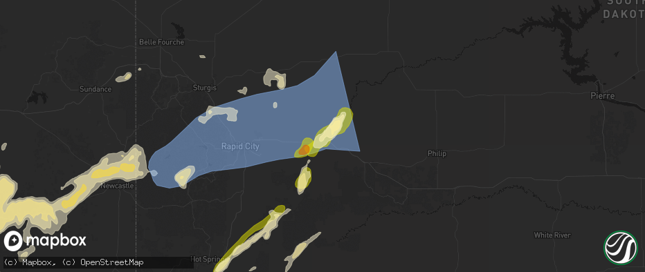 Hail map in Owanka, SD on June 26, 2026