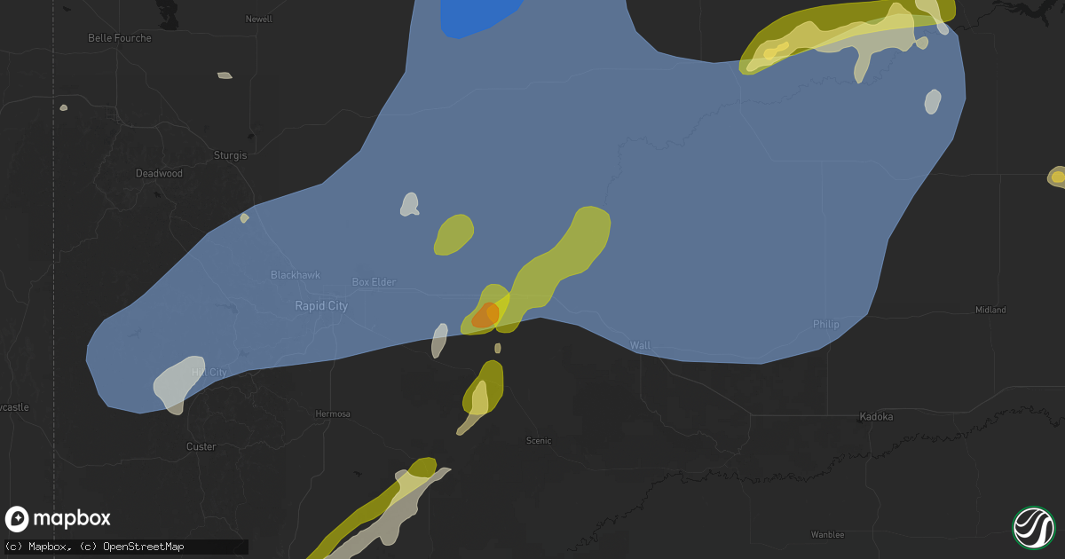 Hail map in Owanka, SD on June 26, 2026