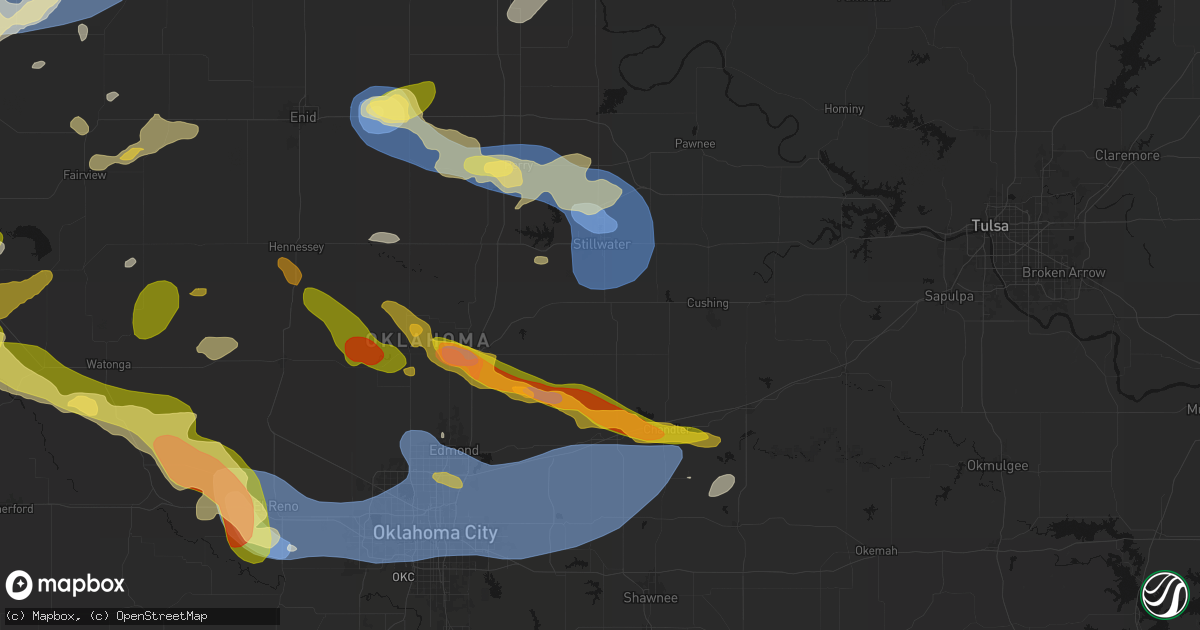 Hail map in Perkins, OK on June 26, 2026
