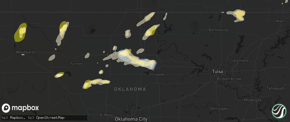 Hail map in Perry, OK on June 26, 2026