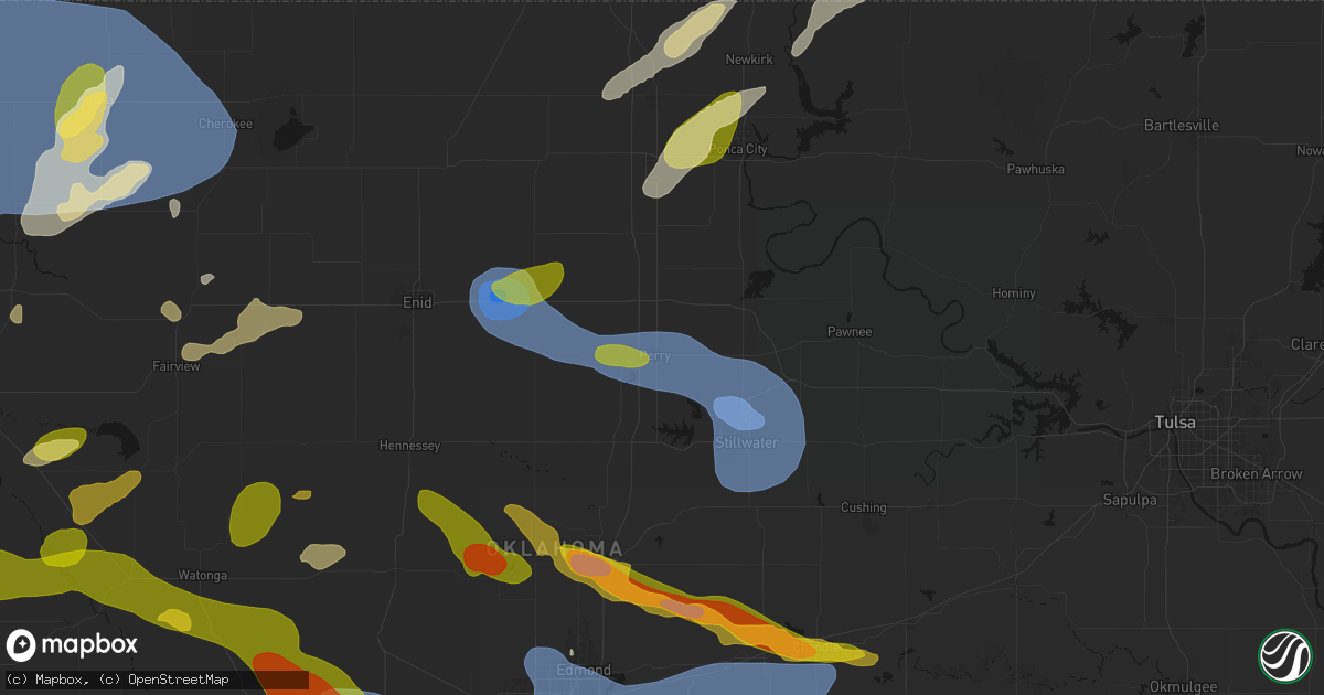 Hail map in Perry, OK on June 26, 2026