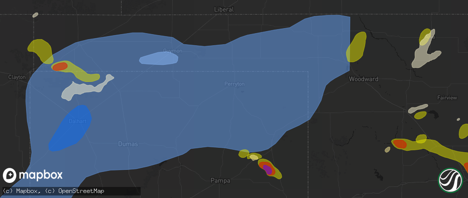 Hail map in Perryton, TX on June 26, 2026