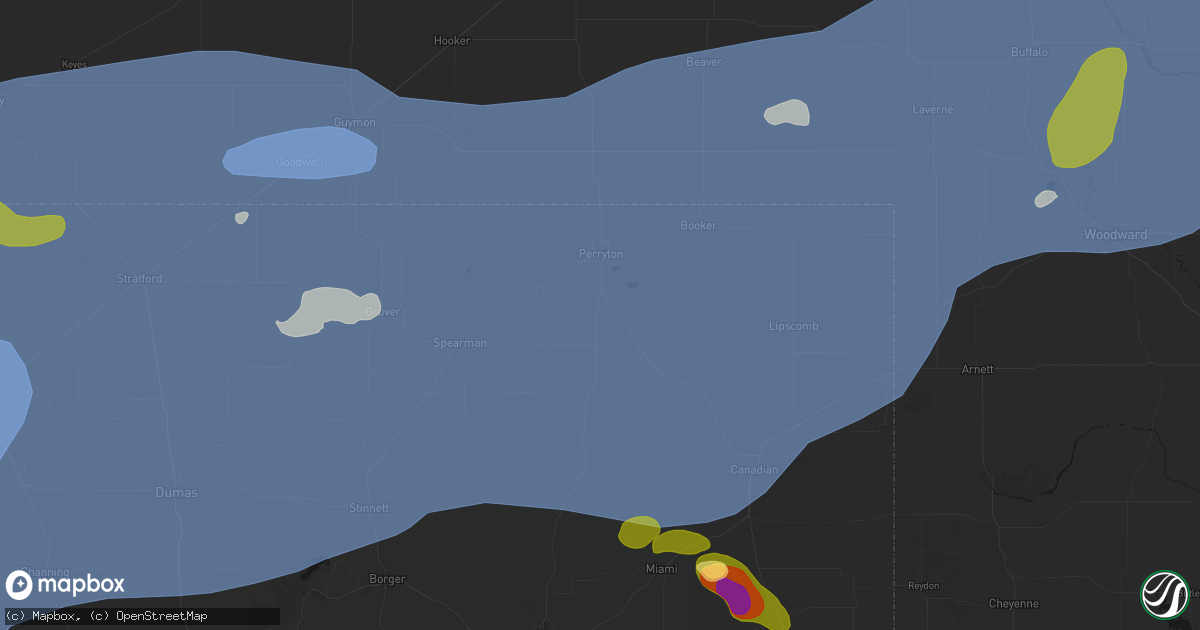 Hail map in Perryton, TX on June 26, 2026