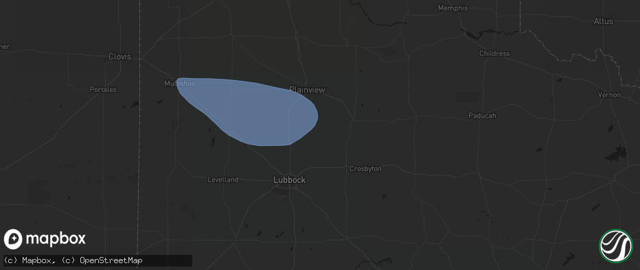 Hail map in Petersburg, TX on June 26, 2026