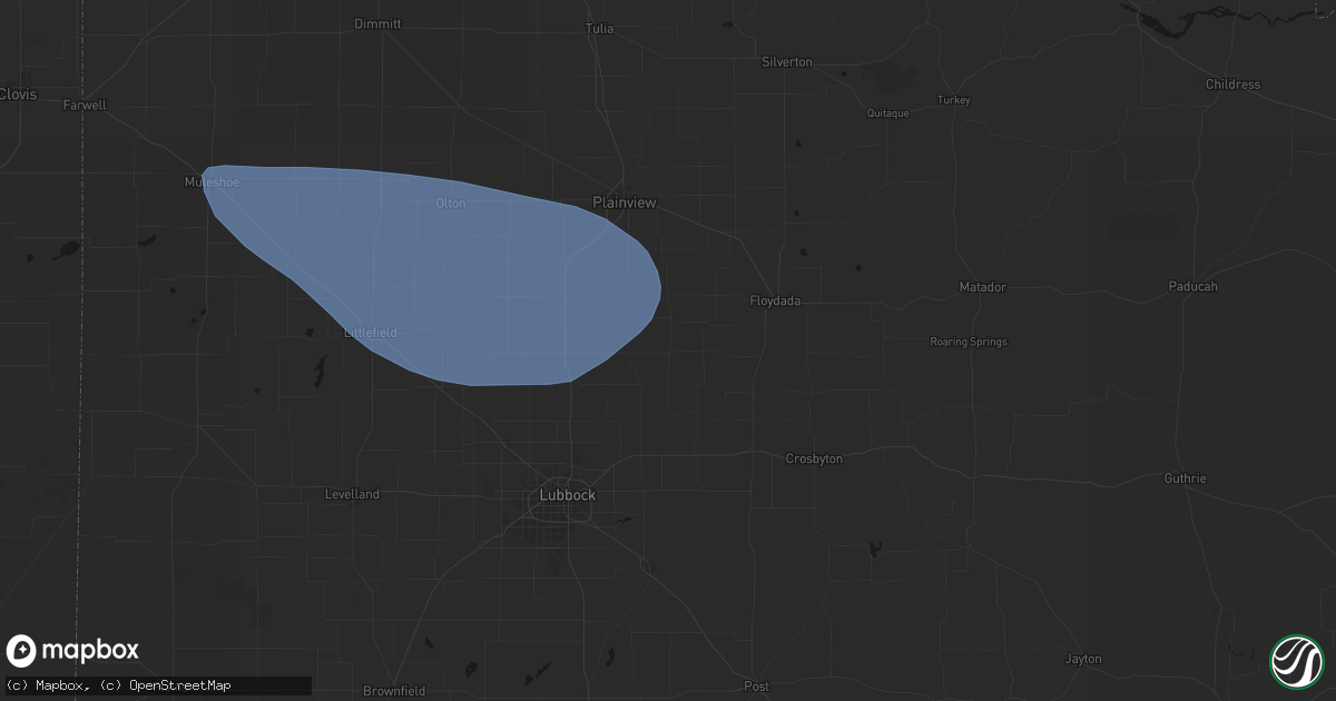 Hail map in Petersburg, TX on June 26, 2026