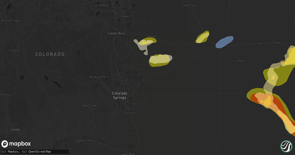 Hail map in Peyton, CO on June 26, 2026