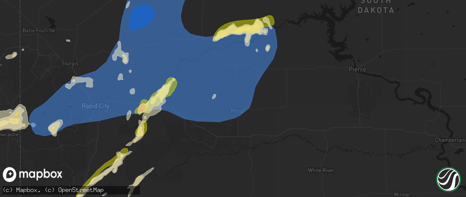 Hail map in Philip, SD on June 26, 2026
