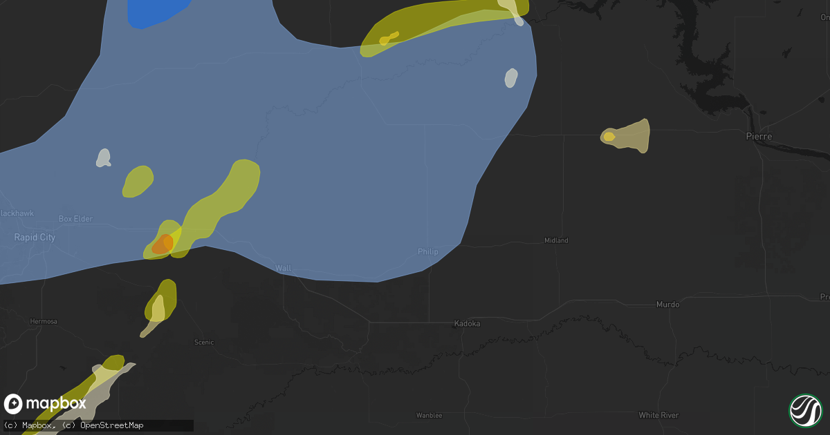 Hail map in Philip, SD on June 26, 2026