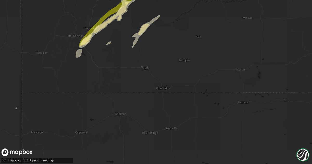 Hail map in Pine Ridge, SD on June 26, 2026