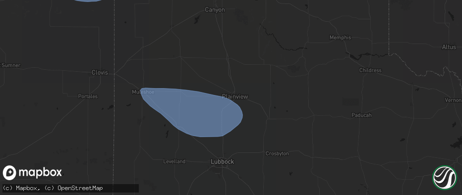 Hail map in Plainview, TX on June 26, 2026