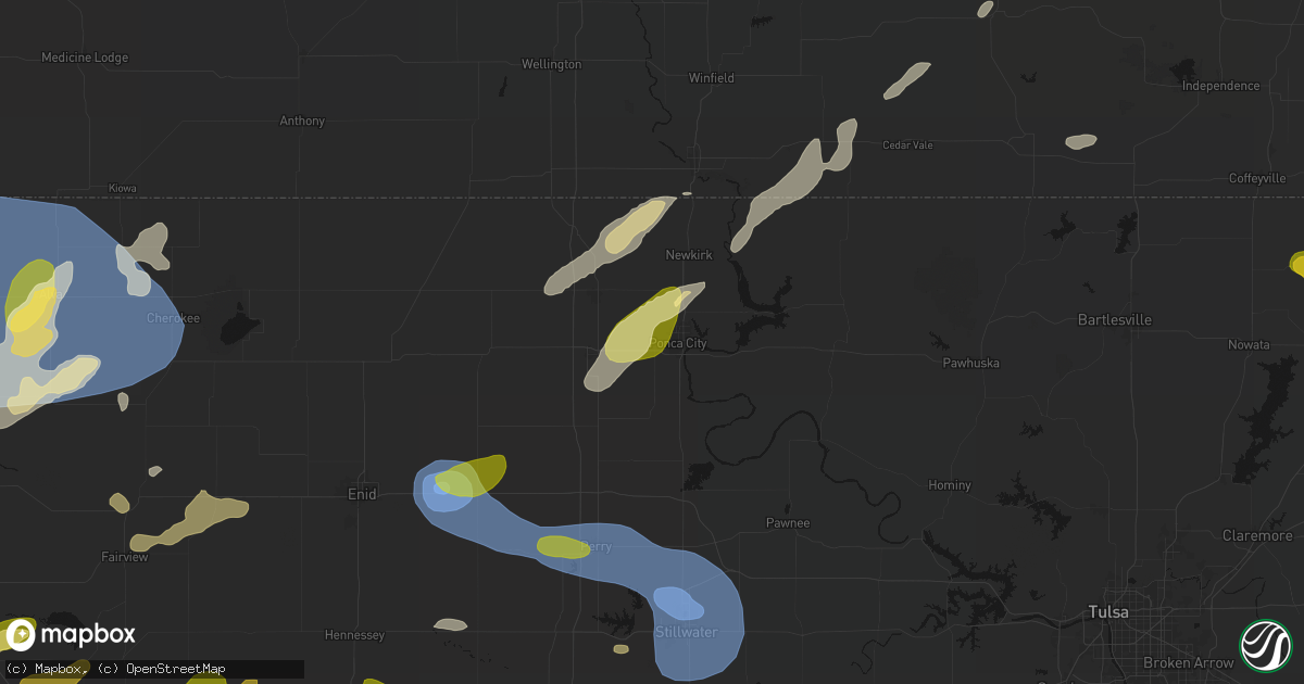 Hail map in Ponca City, OK on June 26, 2026