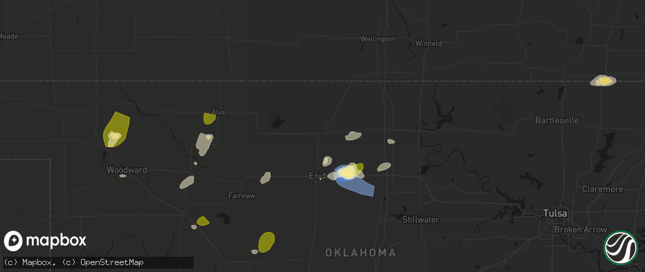 Hail map in Pond Creek, OK on June 26, 2026