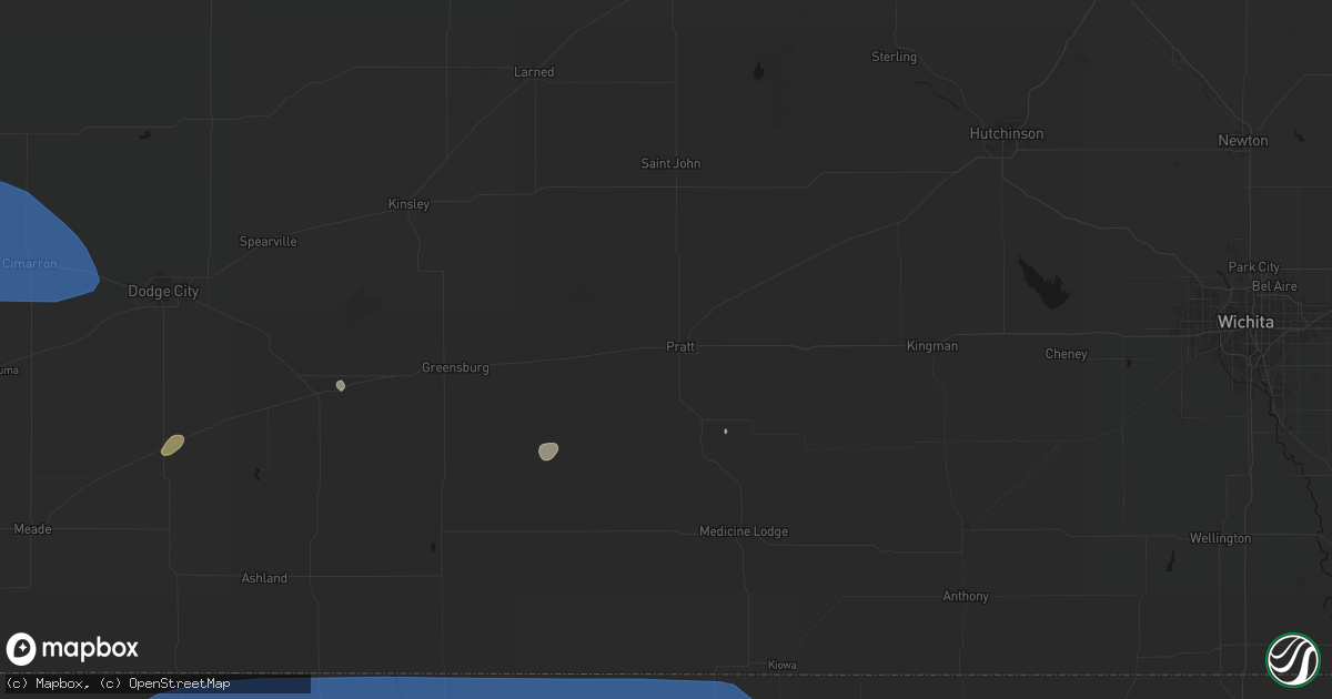 Hail map in Pratt, KS on June 26, 2026