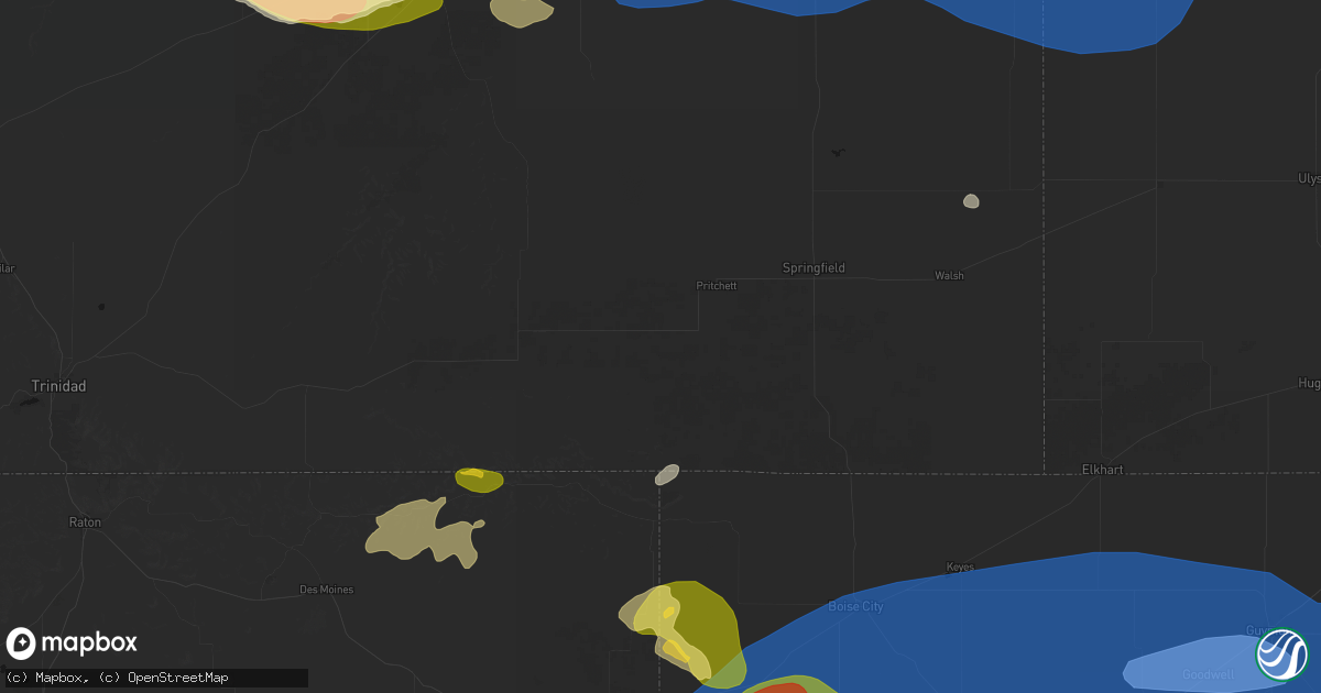 Hail map in Pritchett, CO on June 26, 2026