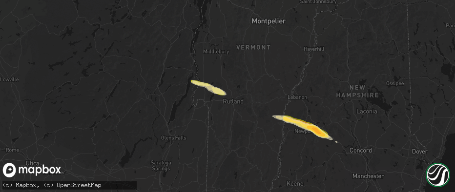 Hail map in Proctor, VT on June 26, 2026
