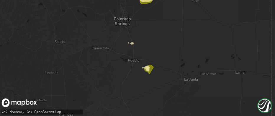 Hail map in Pueblo, CO on June 26, 2026