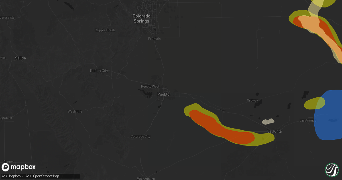 Hail map in Pueblo, CO on June 26, 2026